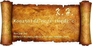 Kosztolánczi Horác névjegykártya